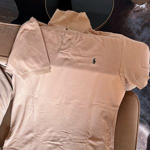 Polo Ralph Lauren Pique Polo Shirt- Beige - Small